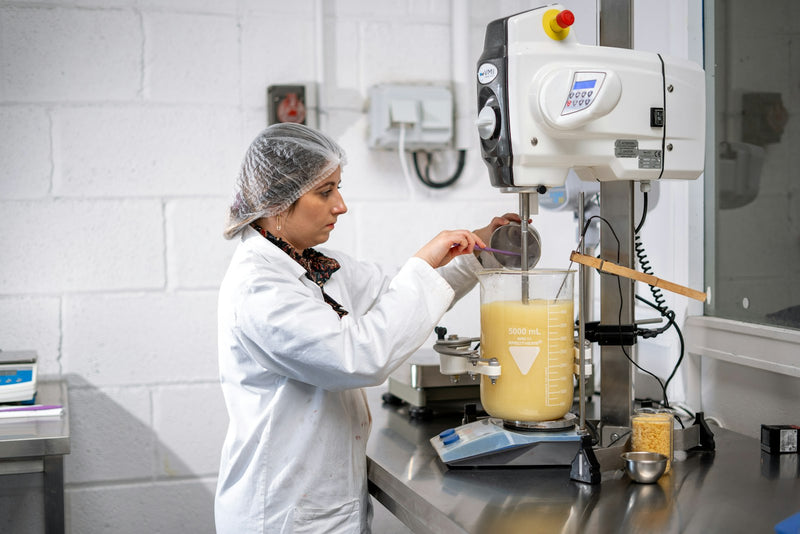 A laboratory sample being prepared